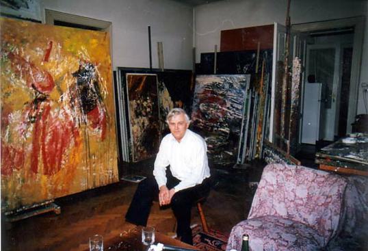 Zdenko Rus u atelijeru I. Šebalja; snimljeno 27. veljače 1997., snimio Mirko Jozić